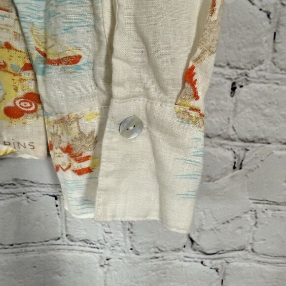 Calypso St Barth Linen Button Up Shirt Top Womens L Vacation Destination Coastal - Picture 8 of 9